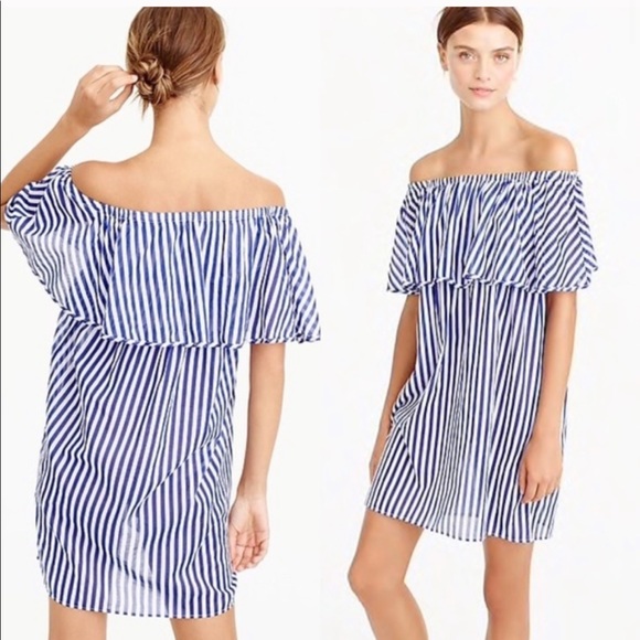 J. Crew Other - J.Crew Off The Shoulder Striped Dress Beach Cover